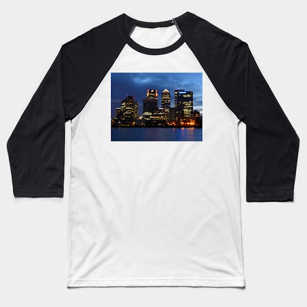 Canary Wharf, London Baseball T-Shirt by Chris Petty